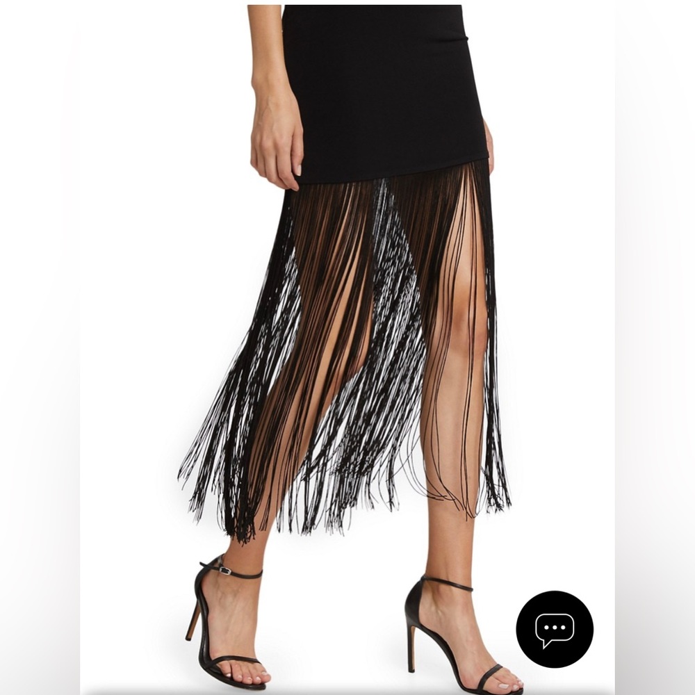 🎬ALICE + OLIVIA Steph Twist Halterneck Fringe Dress - Picture 3 of 3